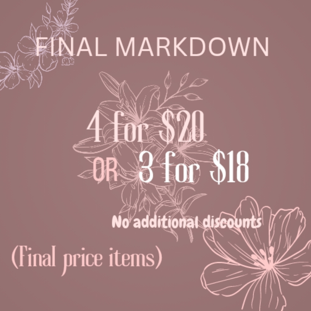 Happy Poshing! 4/$20 or 3/$18